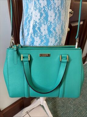 kate spade Satchel  crossbody bag, shoulder bag turquoise saffiano gold hardware